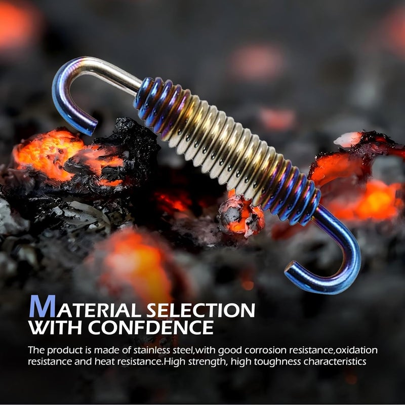 Bawkars 2 PCS Motorcycle Exhaust Springs, Stainless Steel Motorcycle Exhaust Muffler Pipe Spring Hooks, 40 mm - 60 mm Exhaust Spring Kit for Motorbike, Scooters, ATVs (Half Blue) - Image 3